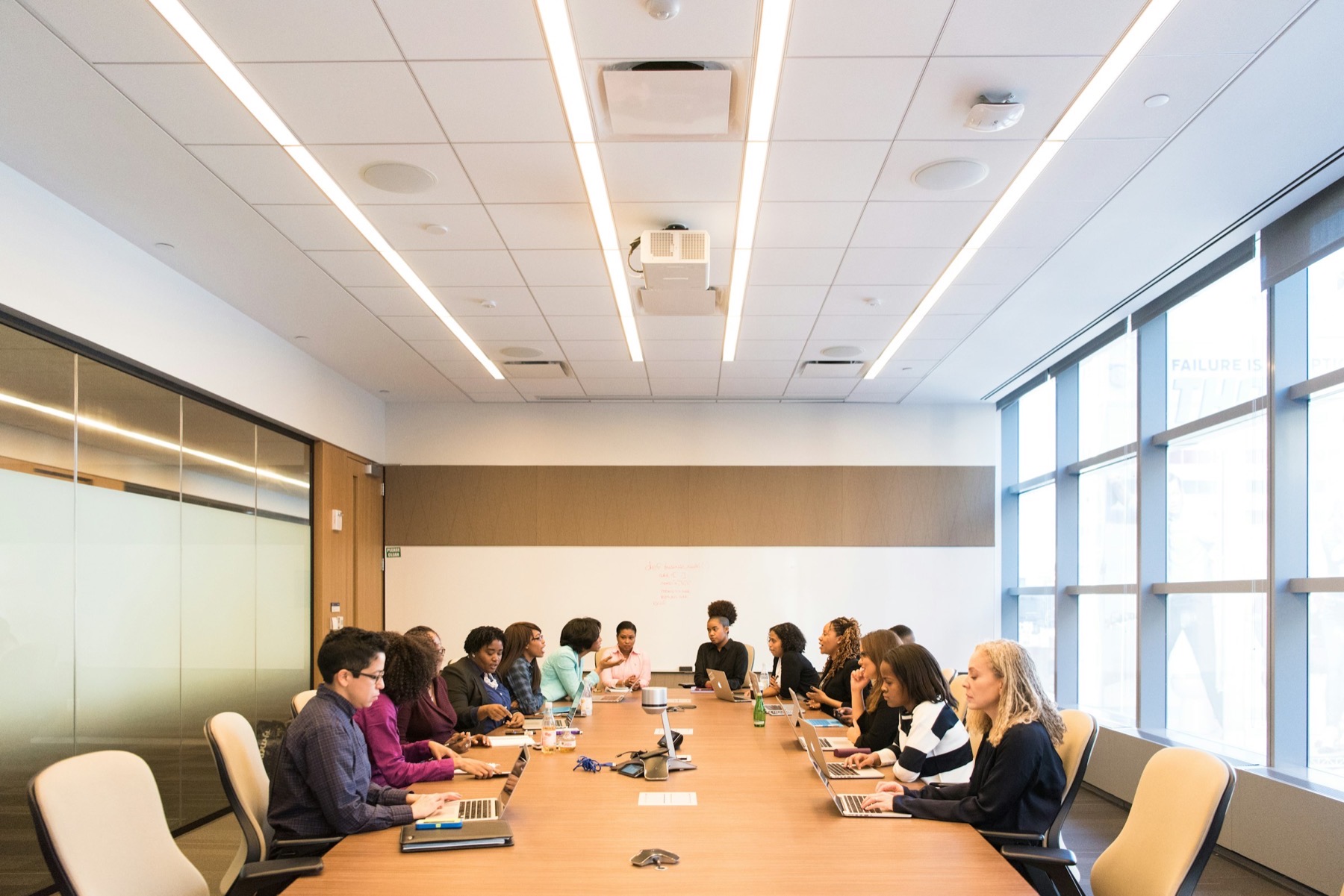 A leadership team working through a strategic problem together